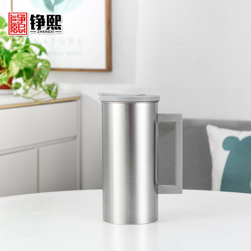 55 oz Moderner Stil Edelstahlkrug Wasserkanne mit Kunststoffgriff und Deckel für Wasser Teekrug Saftkrug Edelstahl