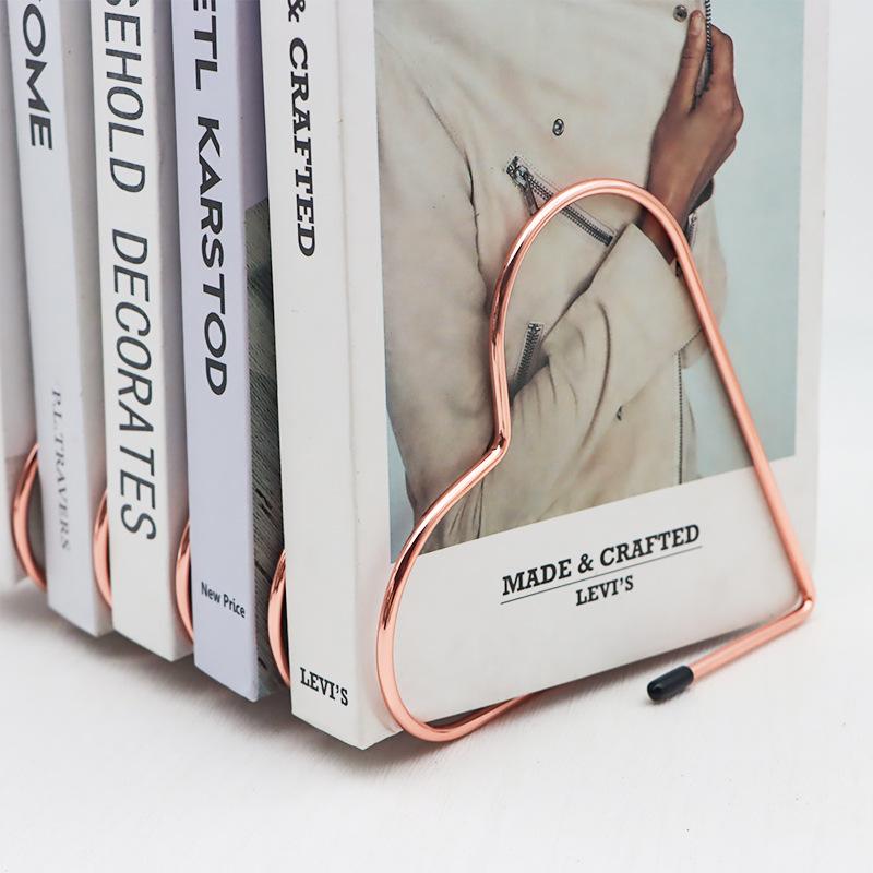 Retractable Metal Heart Book Stand - Iron Art Creative Desktop File Holder & Storage Rack