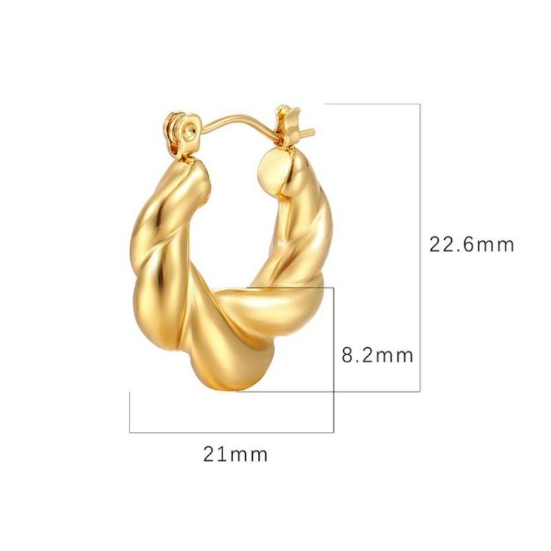 Titanium Steel Temperament Twist Ear Buckle Large Hoop Twisted Earrings High-End Female Stainless Steel Retro Hoop Decoration