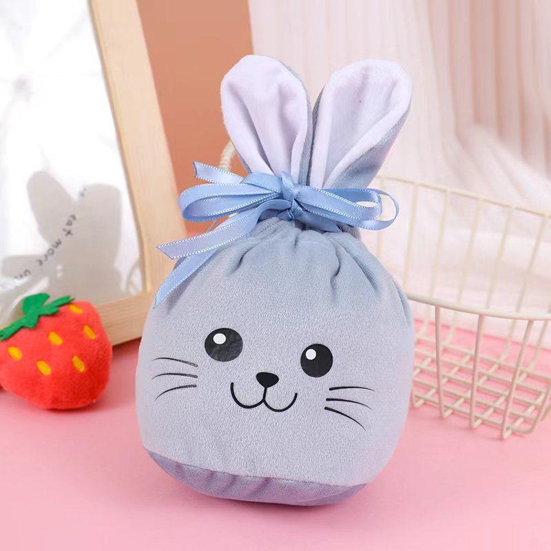 10PCS Easter Bunny Gift Bags Velvet Rabbit Pouch for Valentines Chocolate Candy Wedding Birthday Party Favor Packing