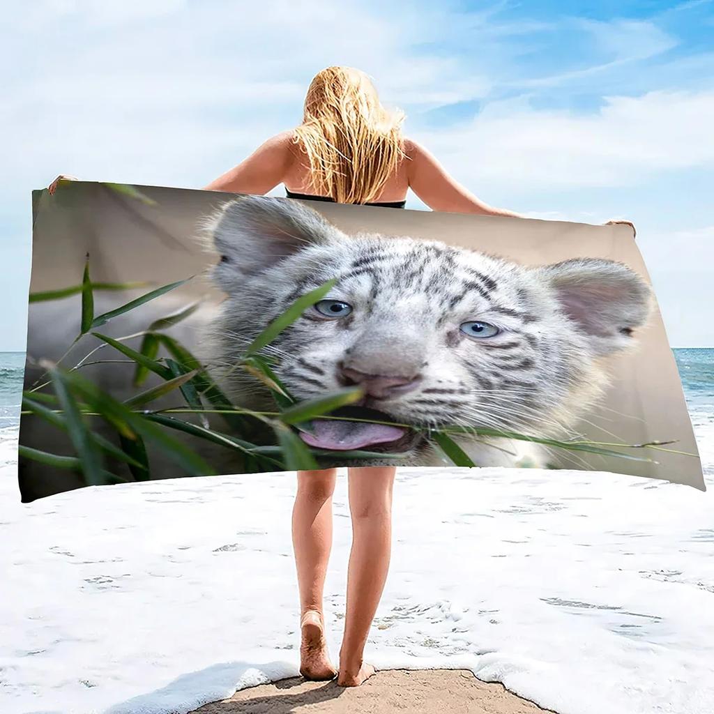 Tiger Beach Towel,Quick Dry Microfiber Compact Beach Blanket,Lightweight Pool Towel for The Swimming, Bath Camping Yoga Gym