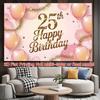 2D Soft Pink 25th Birthday Backdrop with Gold Confetti Photo Booth Banner