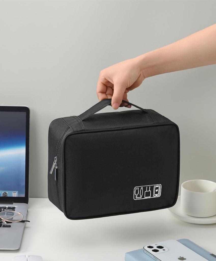 Triple-Layer Shockproof Portable Organizer for Cables, Earphones, Power Banks & Hard Drives