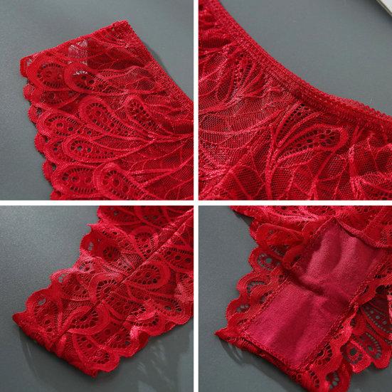 Low-rise Cotton Crotch Seamless Solid Color Women Panties Sexy See-Through Hollow Lace Briefs