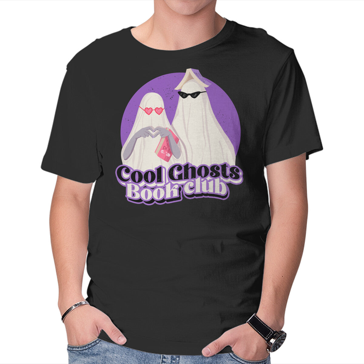 Unisex Crew Neck T-Shirt Cool Ghosts Book Club Graphic Short Sleeve Casual Tee XXXL