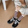 Women Socks Autumn Winter Cotton Knitted School Girls Middle Tube Socks Women Casual Striped Hip Hop Skateboard Sports Socks Sox