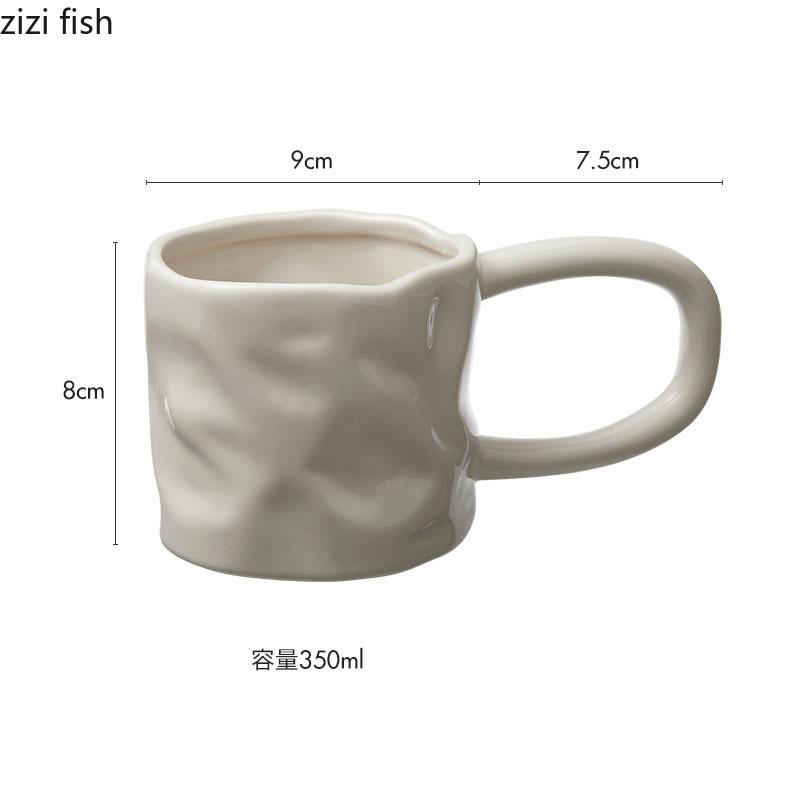 Creative Irregular Ceramic Mug Office Large Handle Coffee Mug Milk Cup Breakfast Cup Household Couple Water Cups Milk Tea Cup