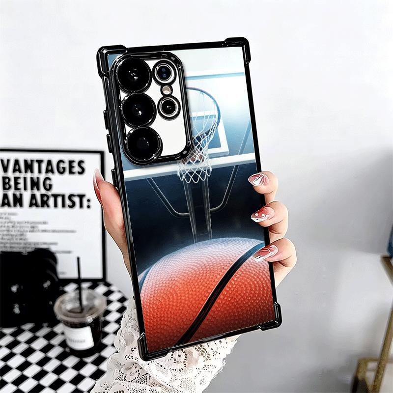 Basketball Basket Sports Plating Phone Case For Samsung Galaxy S24 S25 FE S26 Edge S23 Ultra S22 S21 Plus S20 Anti-Fall Airabag