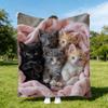 Cute Kitten Print Soft Warm Throw Blanket, Cozy Lightweight Blankets for Bed Sofa Office Travel Camping, All Season Gift, 1PC