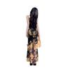 Large Size French Ruffle Leaf Edge Floral Suspender Dress Women's Summer Fat Mm Waist and Thin Split Fork Holiday Long Skirt