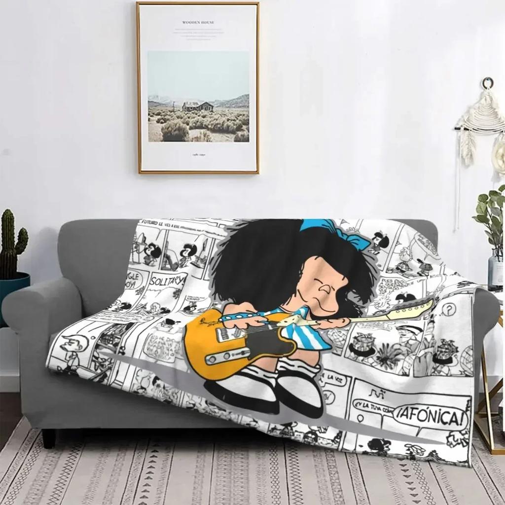Coperta Mafalda Stampata 3D Morbido Pile di Flanella Calda Cartoni Animati Coperte Plaid per Casa Camera da Letto Divano Copriletti