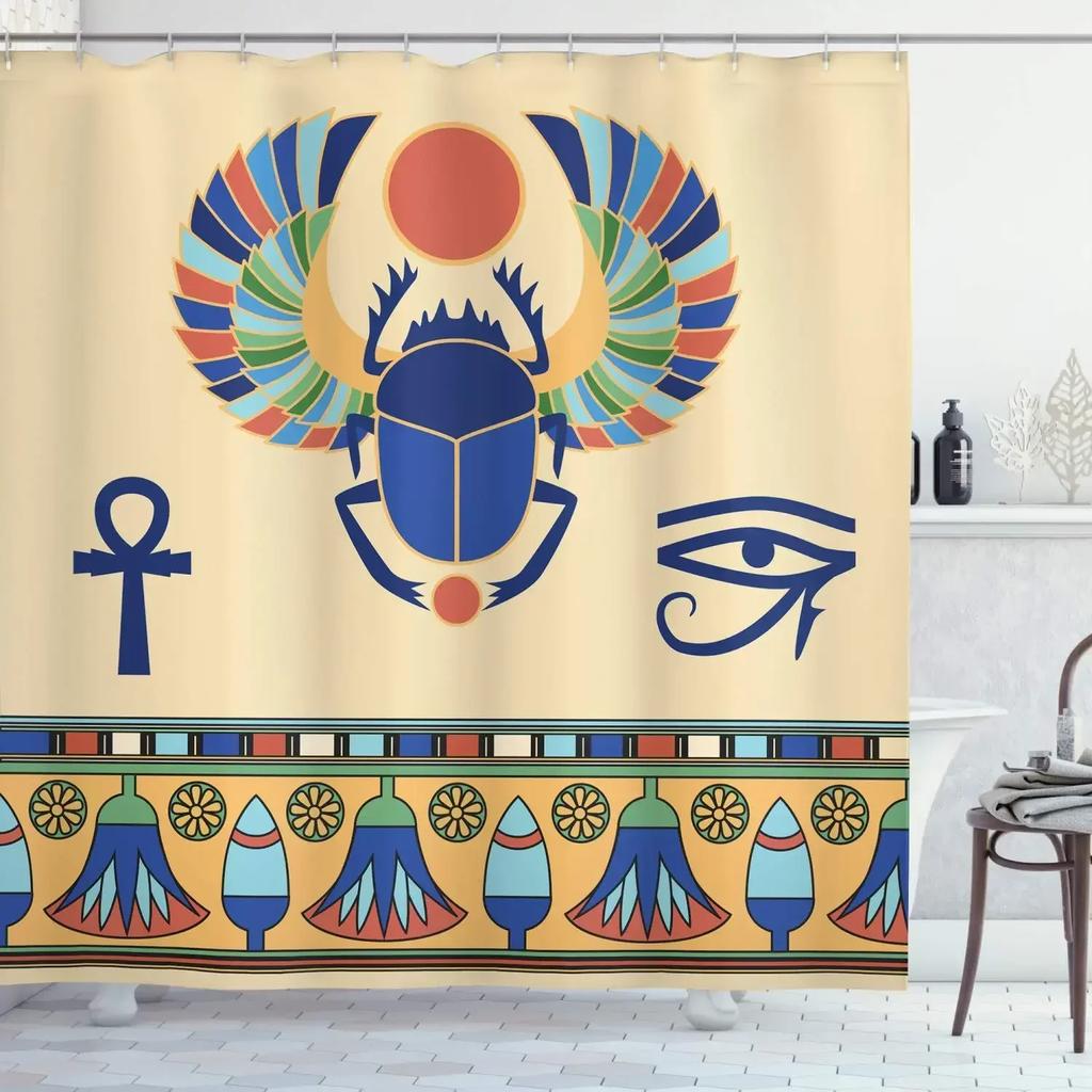 Shower Curtain Hieroglyphics Alphabet Symbols Cool Egypt Letters Drawing Bathroom Polyester Fabric Bath Curtain