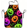 1pc Neon Dripping Pumpkin Pattern Print Apron, Durable and Easy To Clean, Adjustable Waistband, Polyester Material, for Kitchen