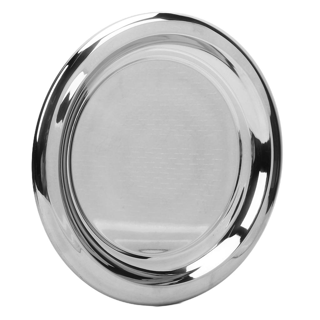 Round Serving Tray Stainless Steel Serving Platter European Round Decorative Tray for Coffee Table Bar Party