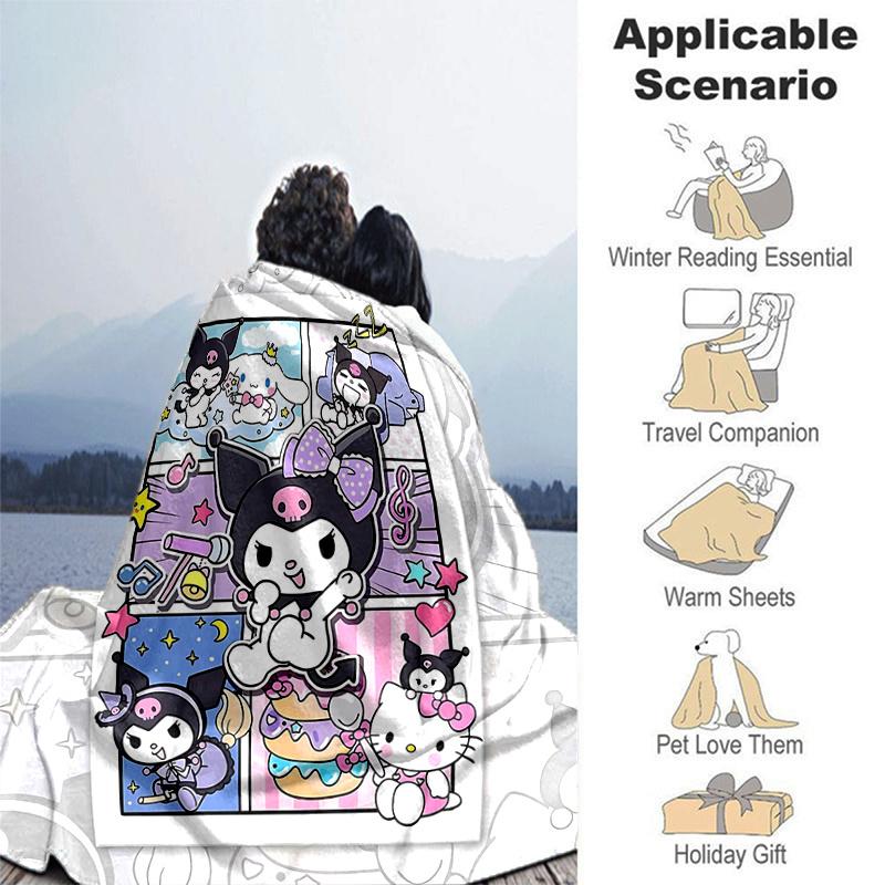 1pc Kuromi & Friends Blanket, Soft and Cozy Home Decor Gift for All Seasons, Living Room, Travel, Camping, Car Blankets, Beach, Office Naps, Perfect f