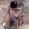 INS Retro Rose Butterfly Phone Case For iPhone 16 15 14 13 12 11 Pro Max XR XS MAX SE 2 3 7 8 PLUS Laser Silver Shockproof Cover