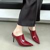 Fashion Sexy Pointy Toe Patent Leather Slippers Women 2025 Summer Elegant Thin High Heels Luxury Mules Slides Sandals Party Dress Shoes