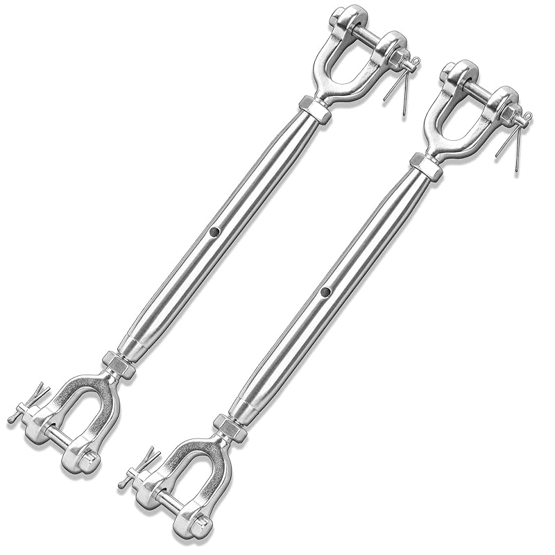 4 шт. 1/4  (М6) Талреп, Талреп с крюком и проушиной из нержавеющей стали 304, Предельная рабочая нагрузка 1600 фунтов, Натяжитель троса, Талреп с закрытым корпусом для троса, 1/4 in (2pcs)