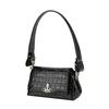 VIVIENNE WESTWOOD Silver Metal Accessories Crocodile Pattern Embossed Leather Shoulder Bag Women Shoulder Bag Black 46030001WL0098N401