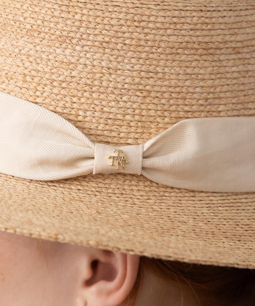 Tatiana Lunel Ribbon Band Natural Raffia Boater Hat Ht8195 Ivory