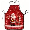 1pc Santa Claus and Reindeer Print Apron, Durable and Easy To Clean, Adjustable Waistband, Polyester Material, Suitable for Kitchen Cooking, Gardening