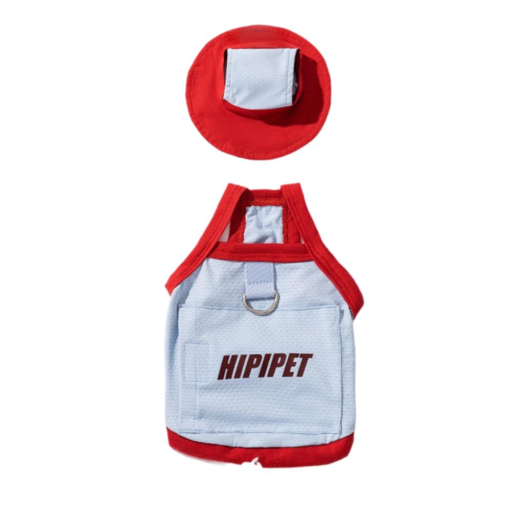 

Удобная короткая футболка для питомца без рукавов, сетчатая майка для щенка, одежда от солнца для питомца для улицы, товары для питомцев L синий