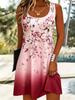Women's Round Neck Sleeveless Floral Print Gradient Casual A-Line Mini Dress, Elegant Tank Dresses for Spring & Summer