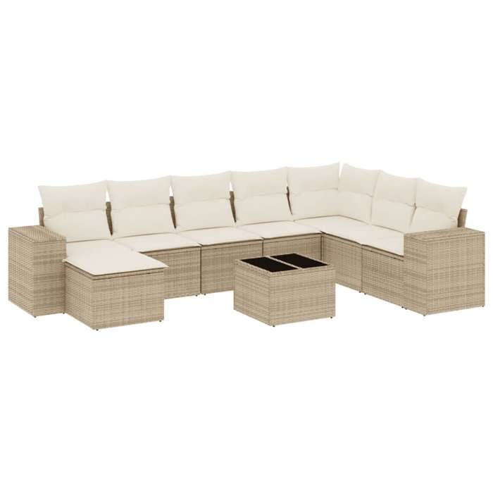 VidaXL Garden Lounge Set with Cushions 9 Pcs, Patio Sofas, Patio Furniture Set, Outdoor Furniture, Beige 3222967