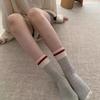 Retro Parallel Striped Thick Needle Socks Contrasting Color Wool Pure Cotton Medium Tube Socks Pure Cotton Stacking Socks