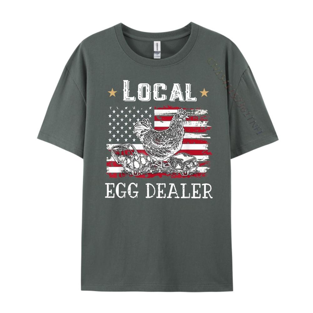 Local Egg Dealer Funny American Flag Chicken Lover Farmer Graphic Tees Band Tshirts Plus Size