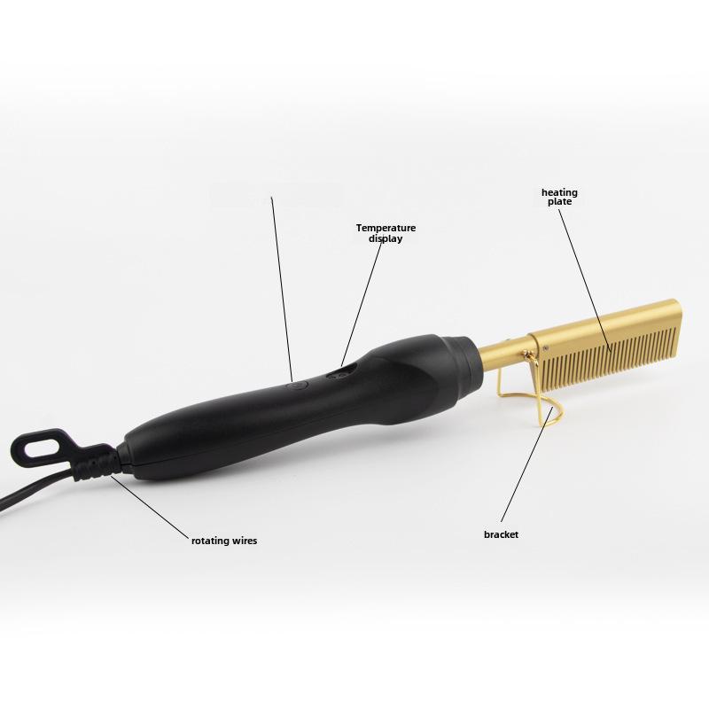 Dvojitý měděný hřeben pro rovnání a kulmování vlasů pro mokré/suché vlasy