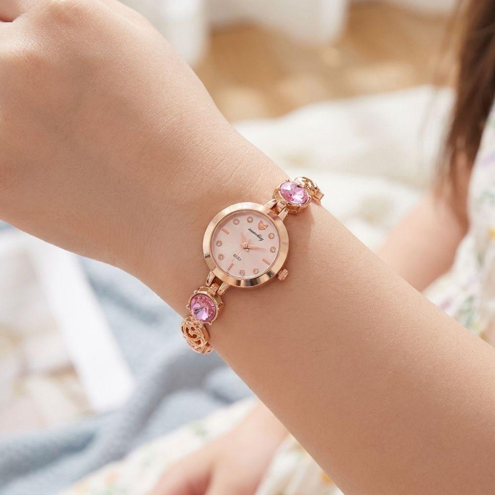 with Adjustable Bracelet Quartz Watches Rhinestone Wrist Decoration Rotundity Shaped Watch Gift