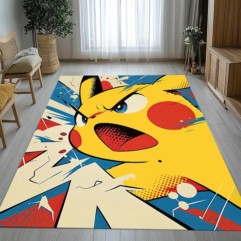 6 Style Pikachu Pokemon Living Room Non-Slip Area Rug Soft Carpet for Bedroom Kids Playroom Sofa,Home Decor Doormat Gift