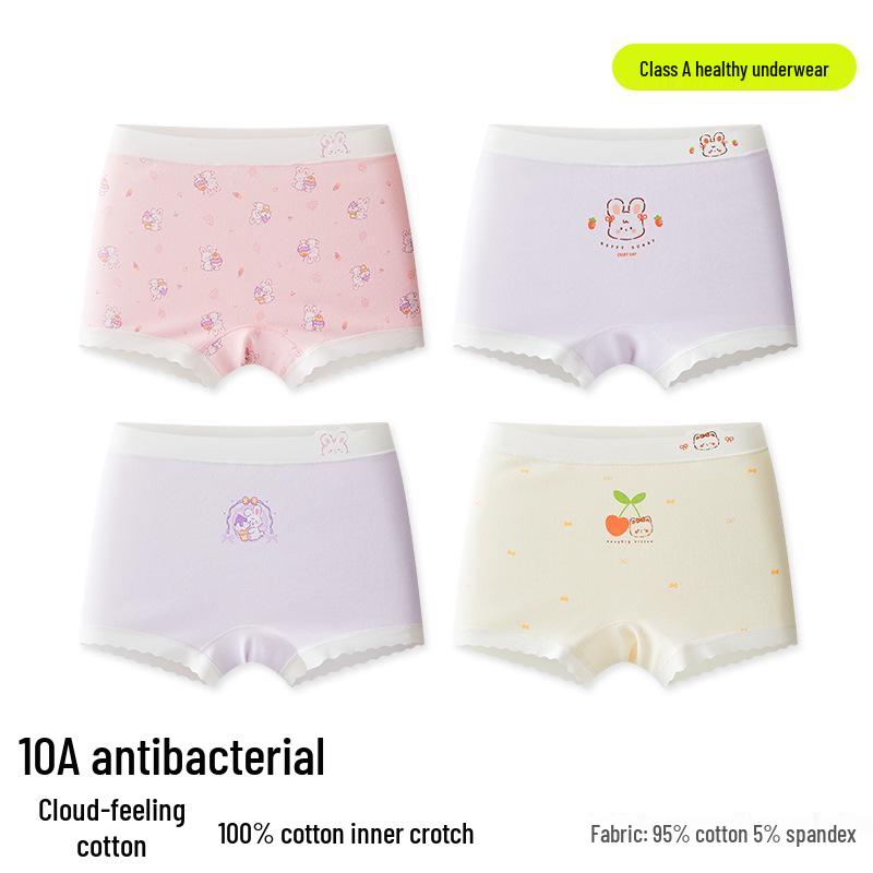 A-Grade Pure Cotton Girls' Boxer Briefs - No Wedgies, All-Cotton Crotch, Perfect for Small & Medium Kids