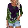 Women's 3/4 Sleeve Square Neck Floral Shirt Casual Loose Tunic Top