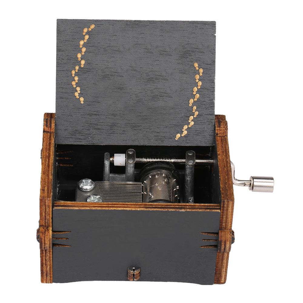 

Винтажная деревянная музыкальная шкатулка с музыкальной темой, ручная резная гравировка, музыкальный футляр, креативный праздник чёрный