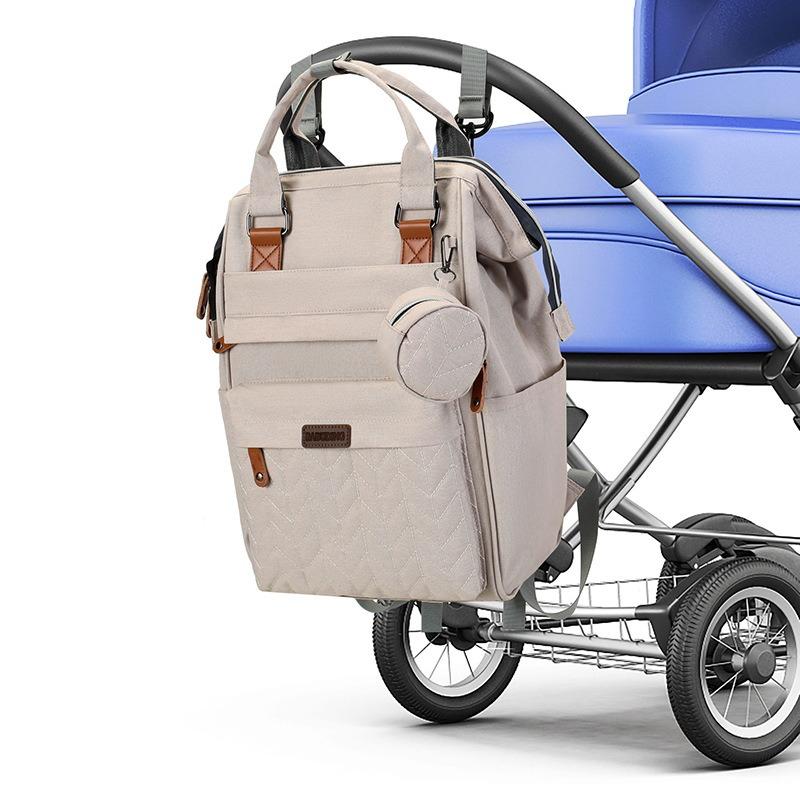 Outdoor Waterproof Nylon Mommy Bag Backpack Lightweight Handheld Stroller Hanging Bag Large Capacity Multifunctional Mother and Baby Travel Bag