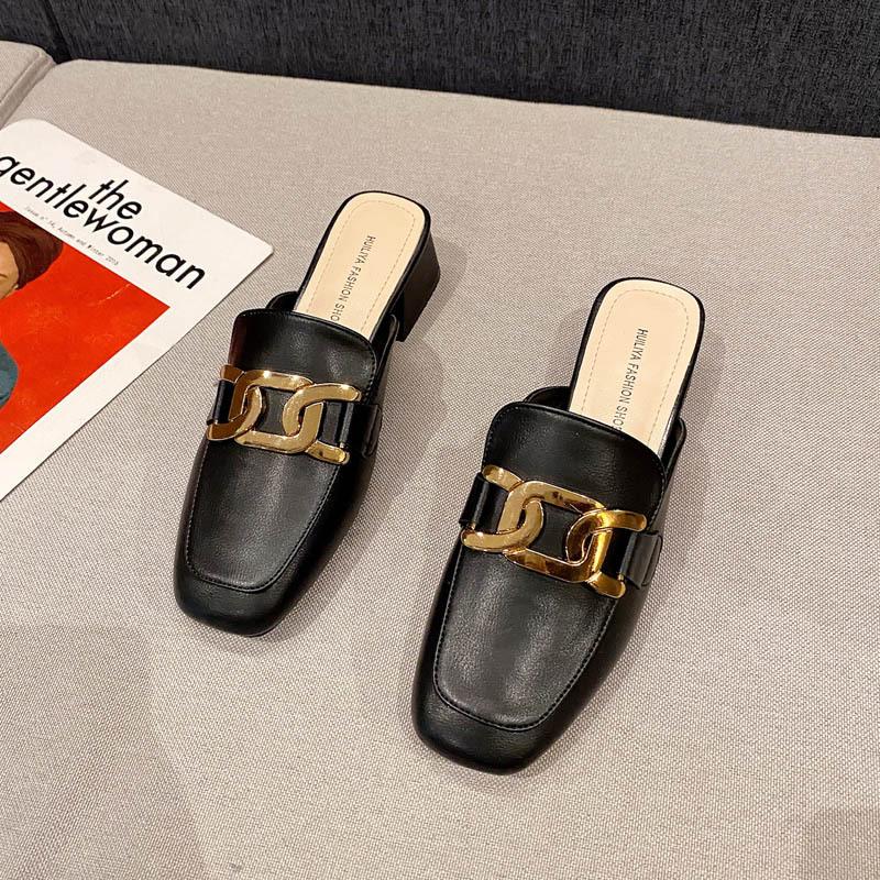 Sandals women's summer new slippers bag head fashion Korean version thick heel square head empty lazy shoes 309-3 comfortable