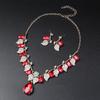 Ethnischer Stil Retro Edelstein Halskette & Blatt Wassertropfen Schmuckset