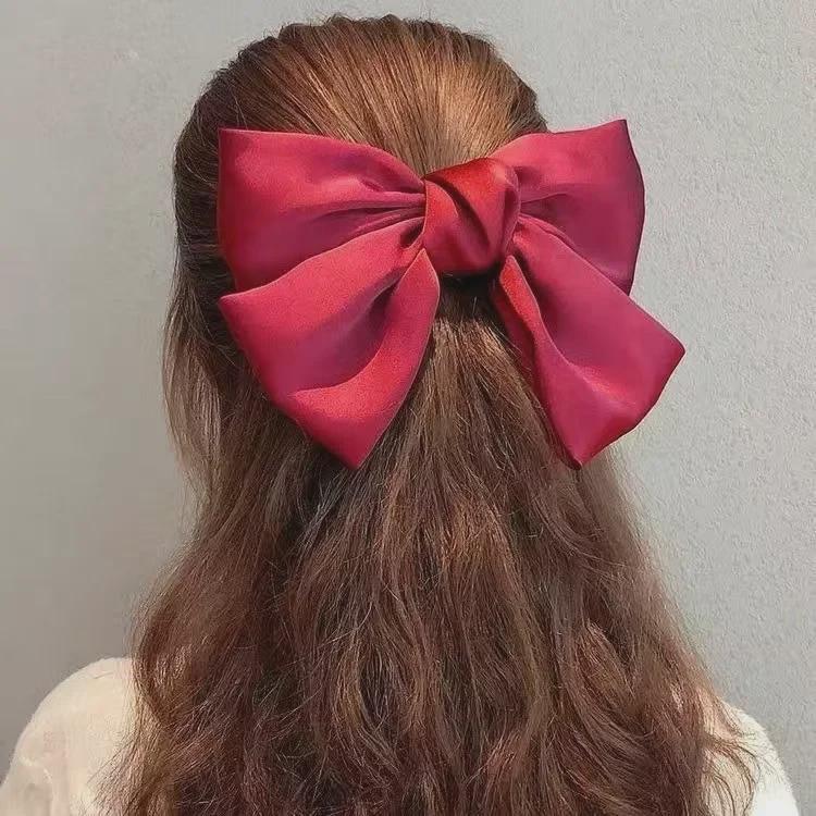 High-End Seersucker Large Bow Hair Clip