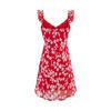 2025 European Style Red Printed Ruffle Tea Dress