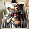1PC Funny Bulldog Print Blanket Warm Soft Fluffy Kids and Adult Sofa Bed Throw Blanket for Home Travel Camping Luxury Gifts