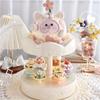 Vintage Carousel Double Layer Cake Stand Girls Afternoon Tea Party Rotating Wooden Display Dolls Playsets Toys for Kids NO CAKE