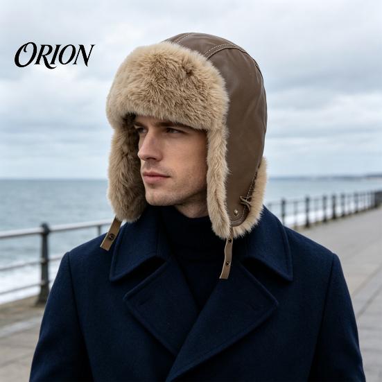 Windproof Trapper Hat with Plush Lining Faux Fur Hat, Winter Ushanka Ear Flaps, Lining, Breathable Lightweight Warm Retro Fuzzy Earflap for Men Women