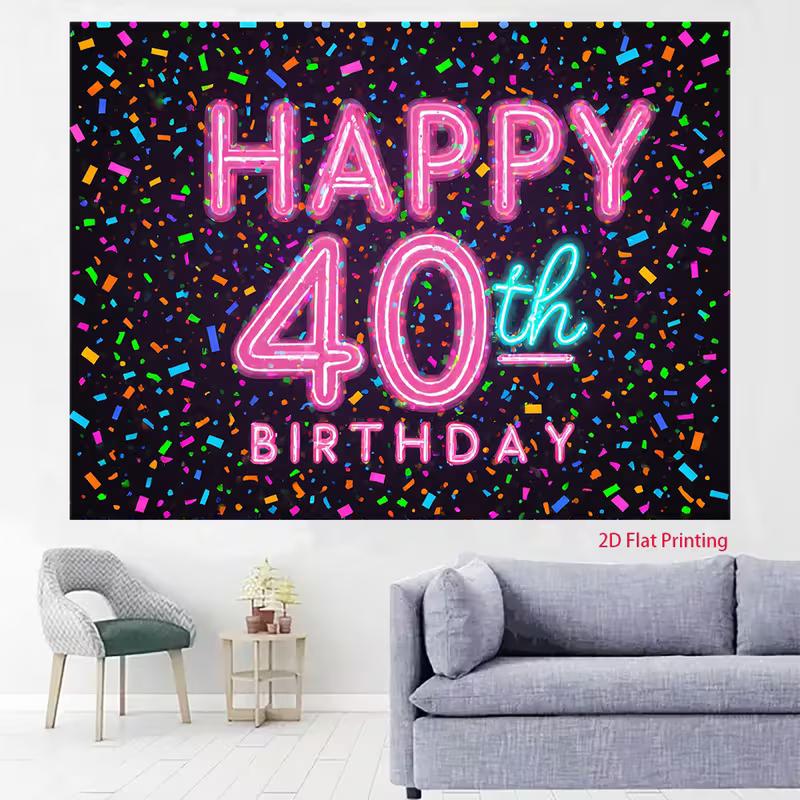 2D 40th Birthday Backdrop for Adult & Milestone Birthday Photoshoot