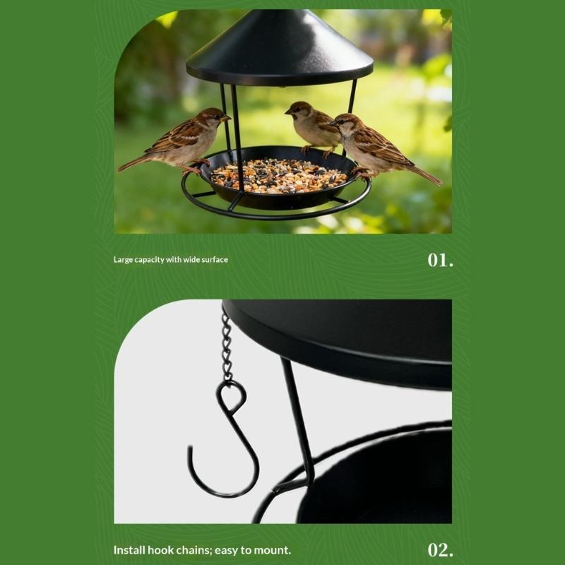 Decorative Iron Hanging Bird Feeder For Outdoor Garden Large Capacity And Weather Resistant Finish Feeder
