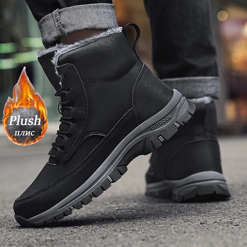NOVÉ Pánské zimní boty do sněhu pro voděodolné kožené tenisky Super teplé pánské boty Outdoor Pánské turistické boty Pracovní boty Velikost 39-48
