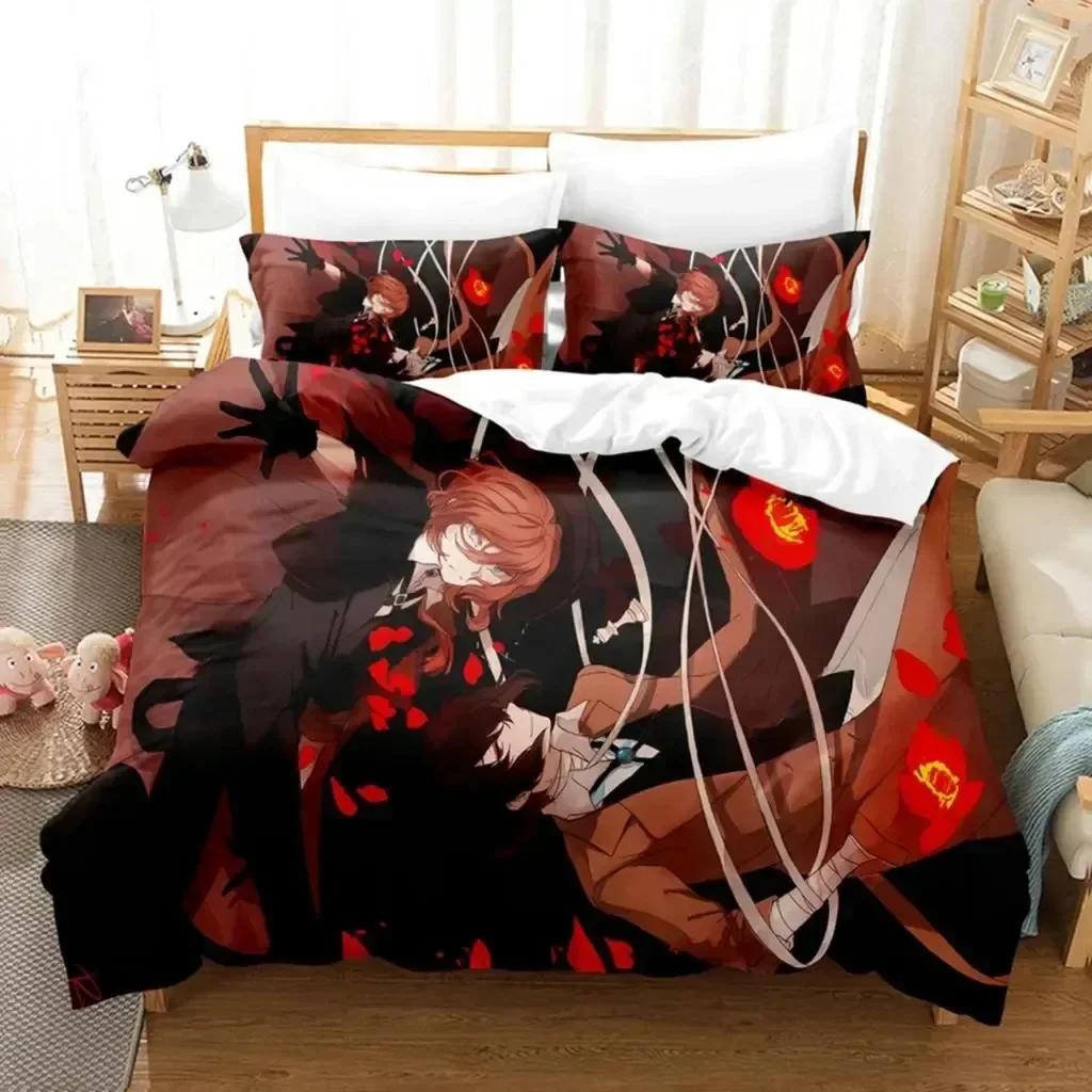 3D Print Anime Dazai Bungo Stray Dogs Bedding Set Bedroom Soft Modern Bedspreads Comefortable Kids Duvet Cover Quilt Pillowcase