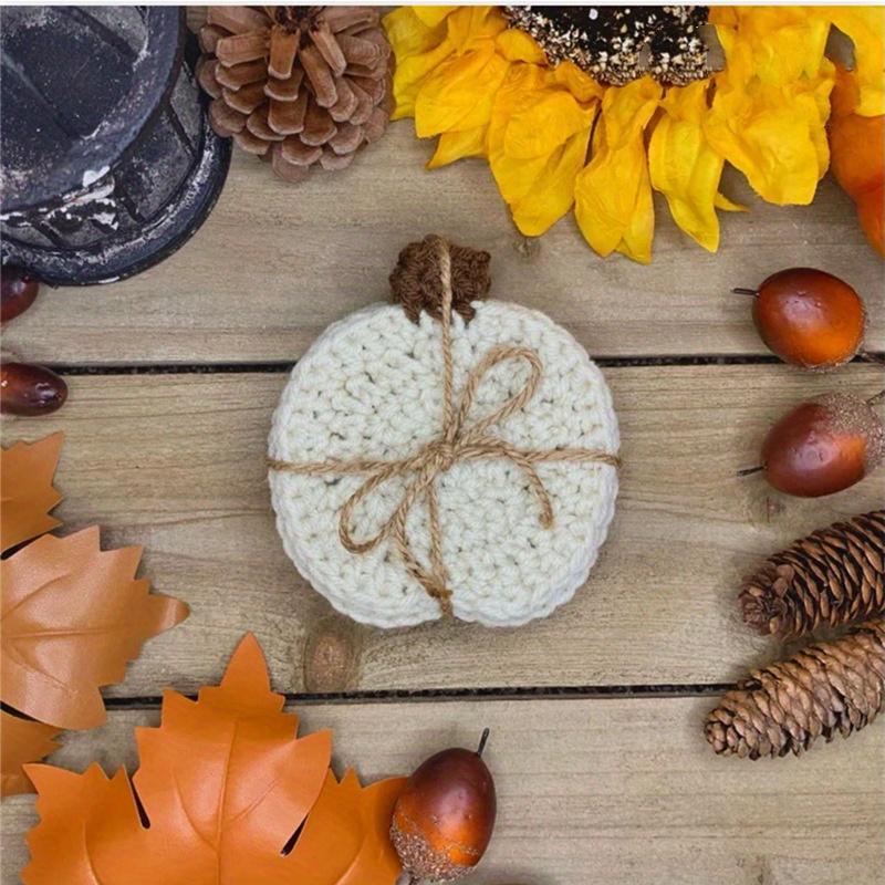 1PC Insulation pad pure hand-crocheted pumpkin coaster Halloween atmosphere cute placemat