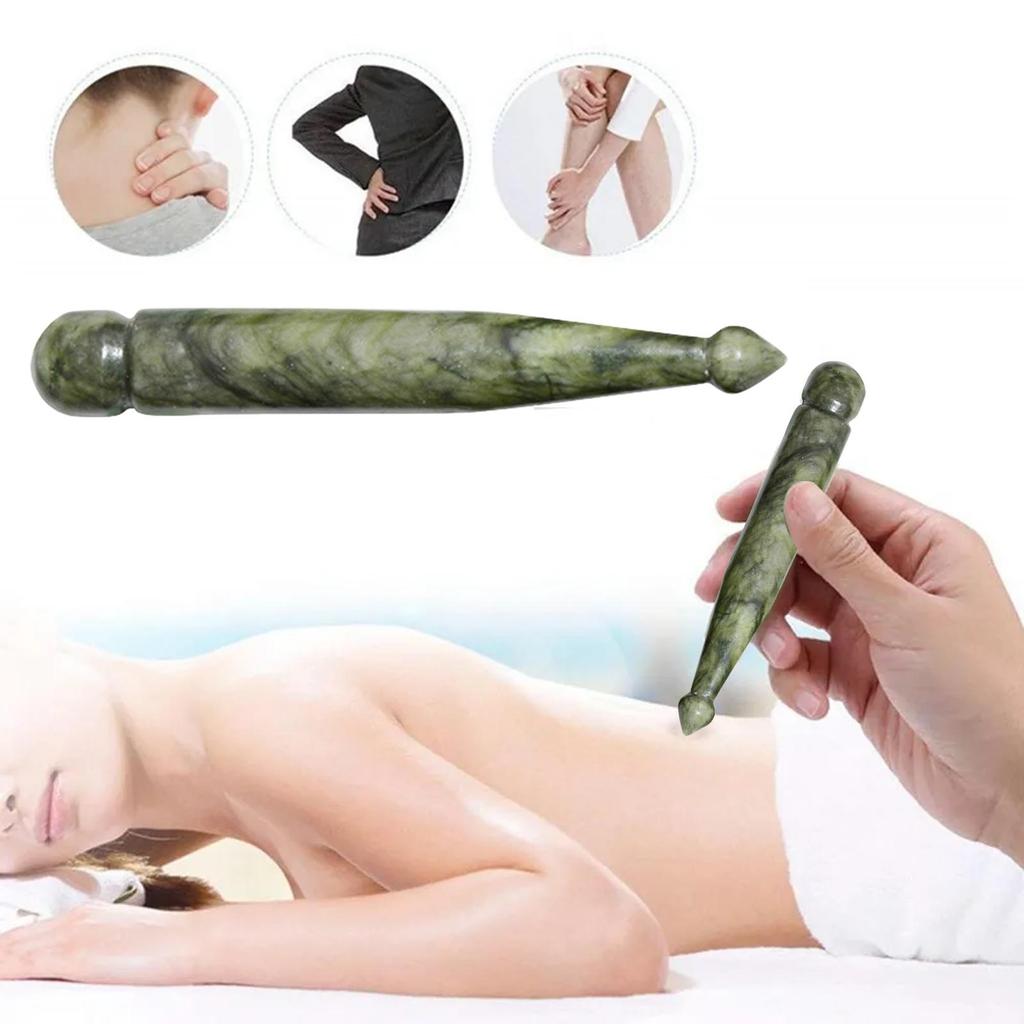 Jade Akupressur Massagestab Grün Glattes Gua Sha Werkzeug für Gesicht Hals Rücken Schmerzlinderung Entspannungstherapie 12,9 cm